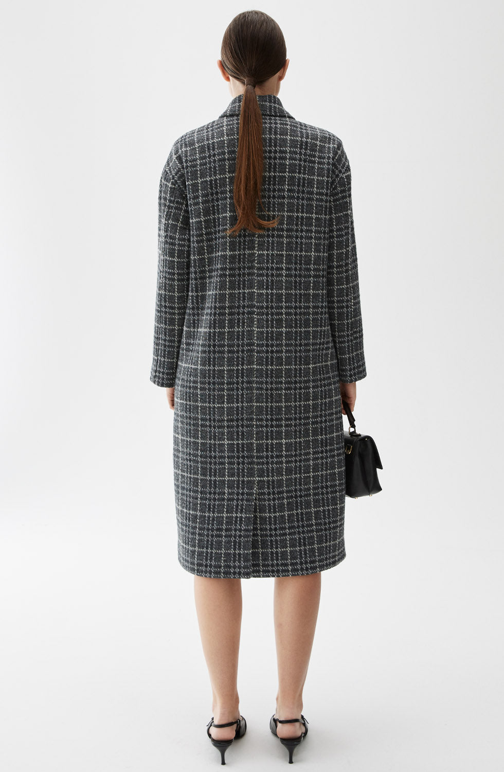 Bibi Coat Grey Melange Check