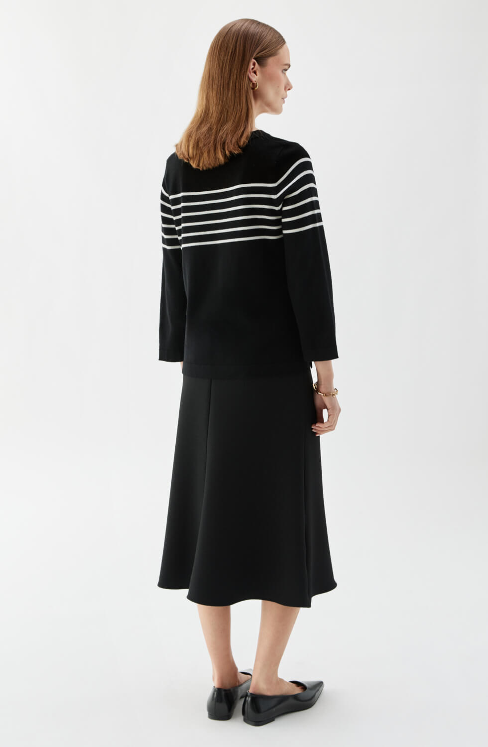 Helen Striped Top Black/Ecru