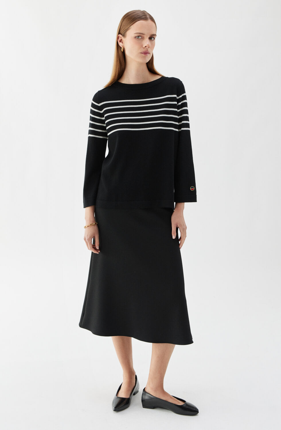 Helen Striped Top Black/Ecru