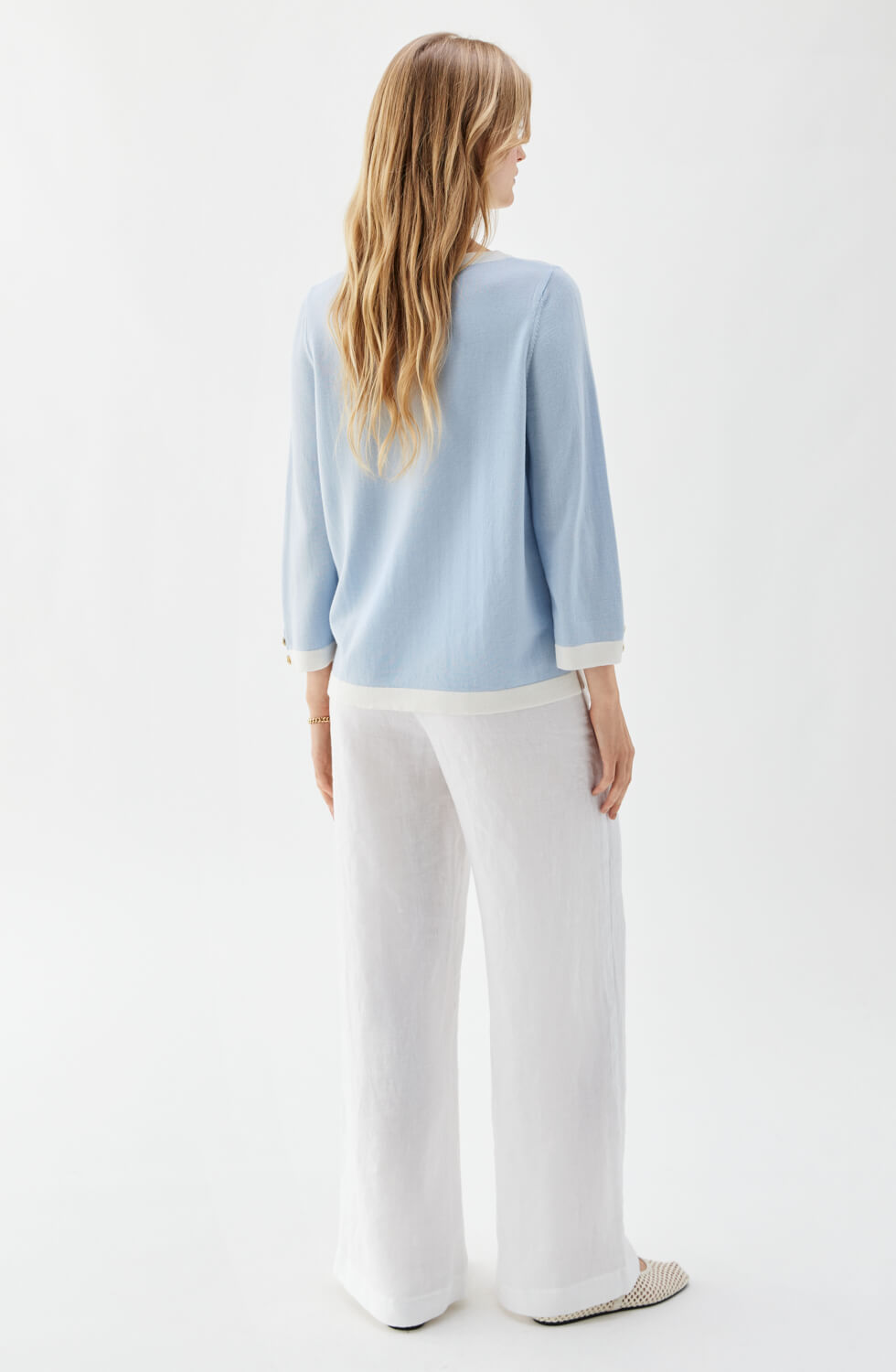 Helen Top Ice Blue/Ecru