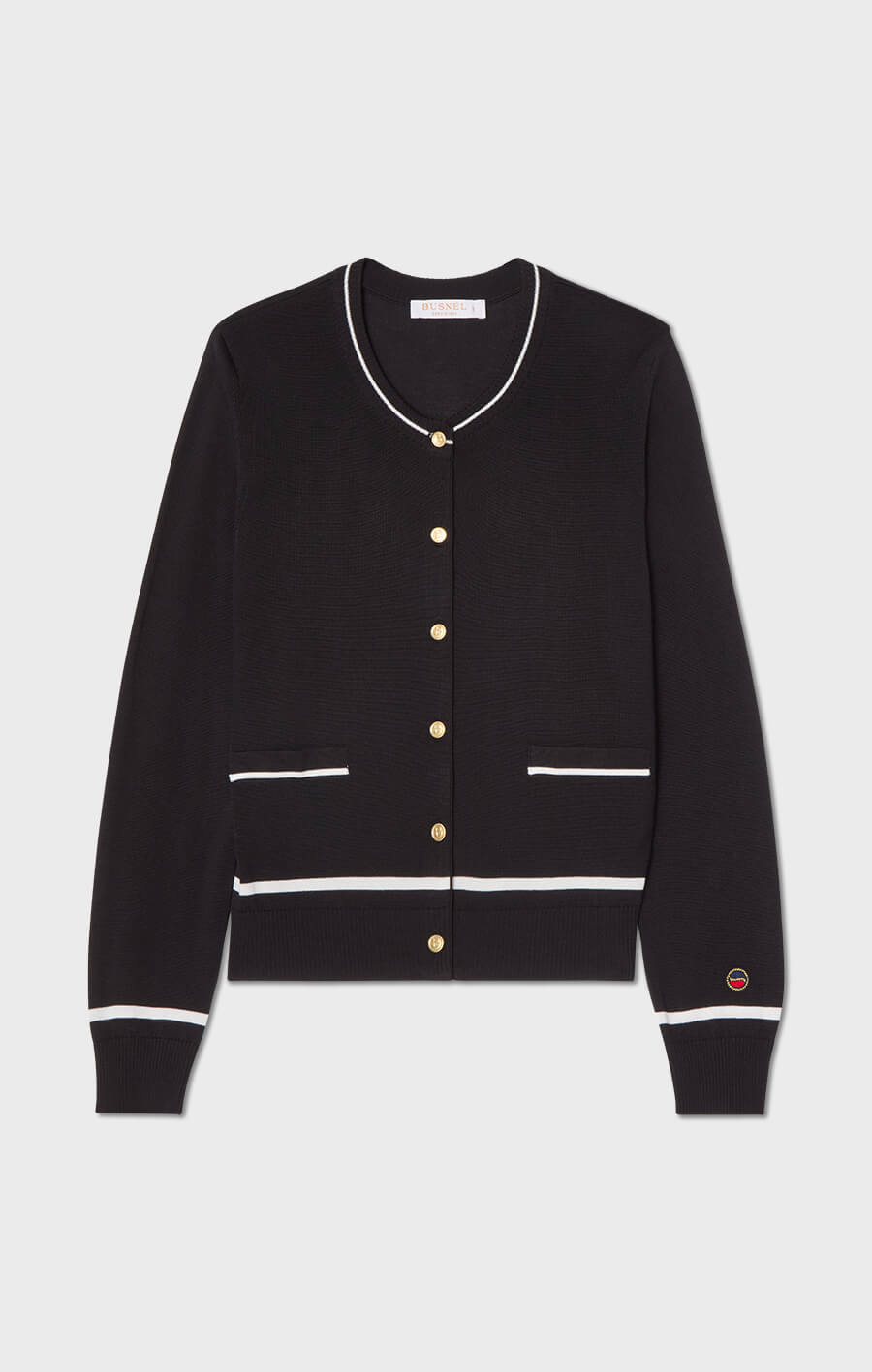 Kim Contrast Cardigan Black/Ecru