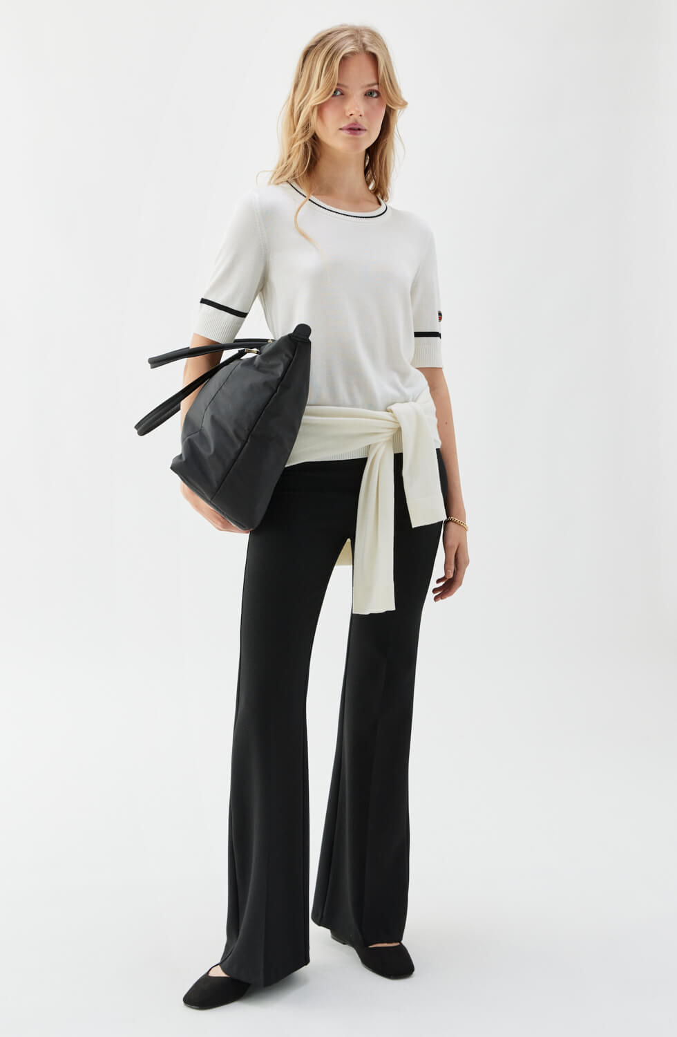 Karla Contrast Top Ecru/Black