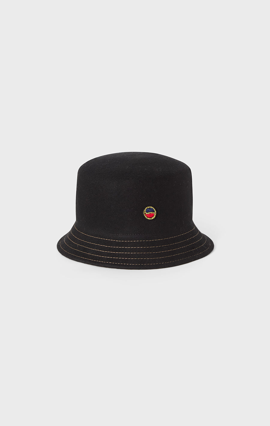 Lina Felted Bucket Hat Black/Salty Caramel