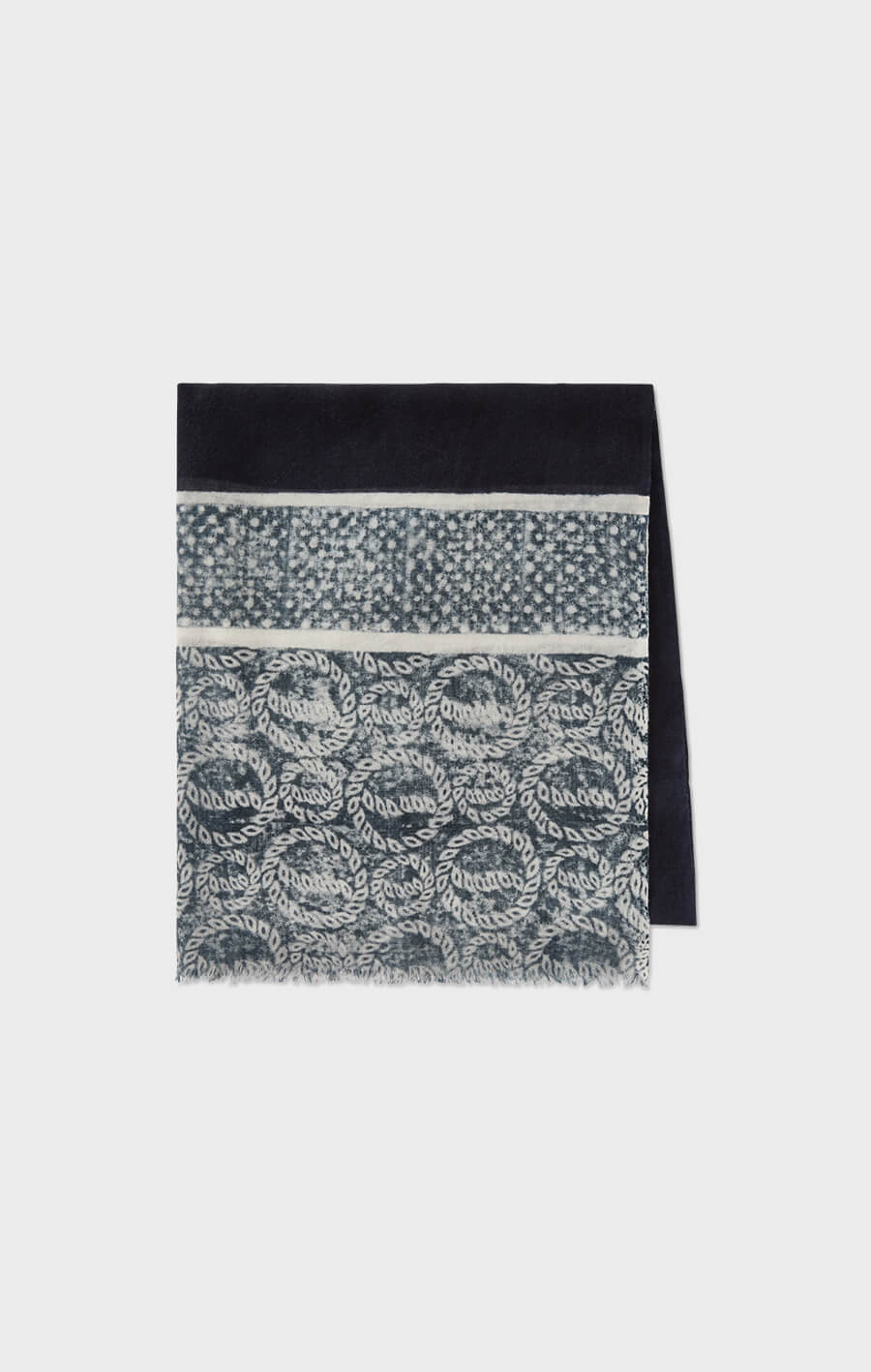 Linnea Printed Scarf Marine/Ecru