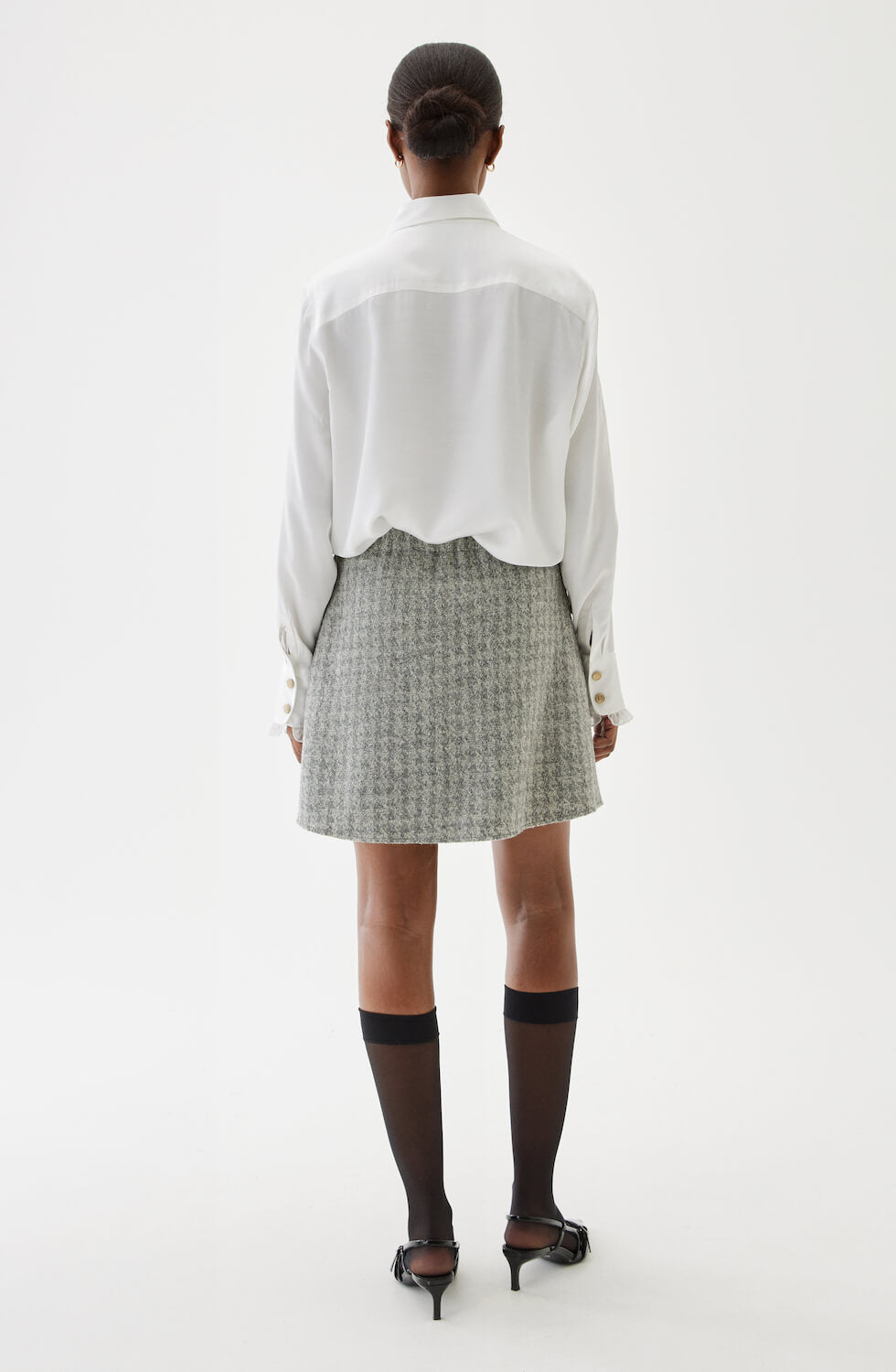 Bessie Dogtooth Skirt Grey Melange