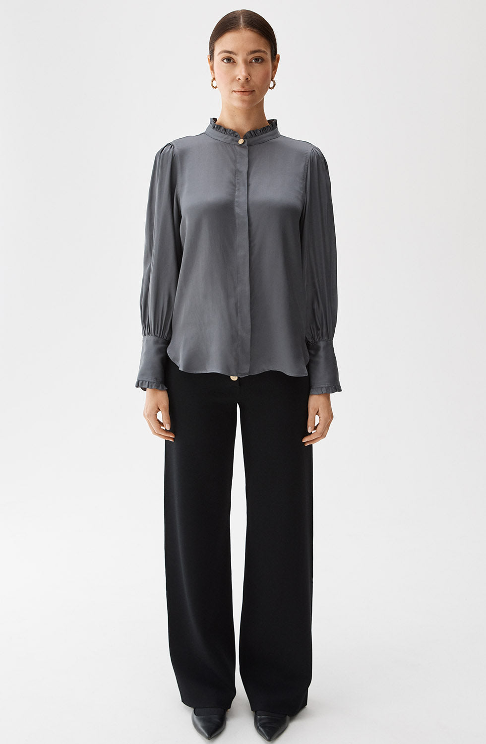 Nirva Blouse Antracite - Everyday Shirt - Busnel.com