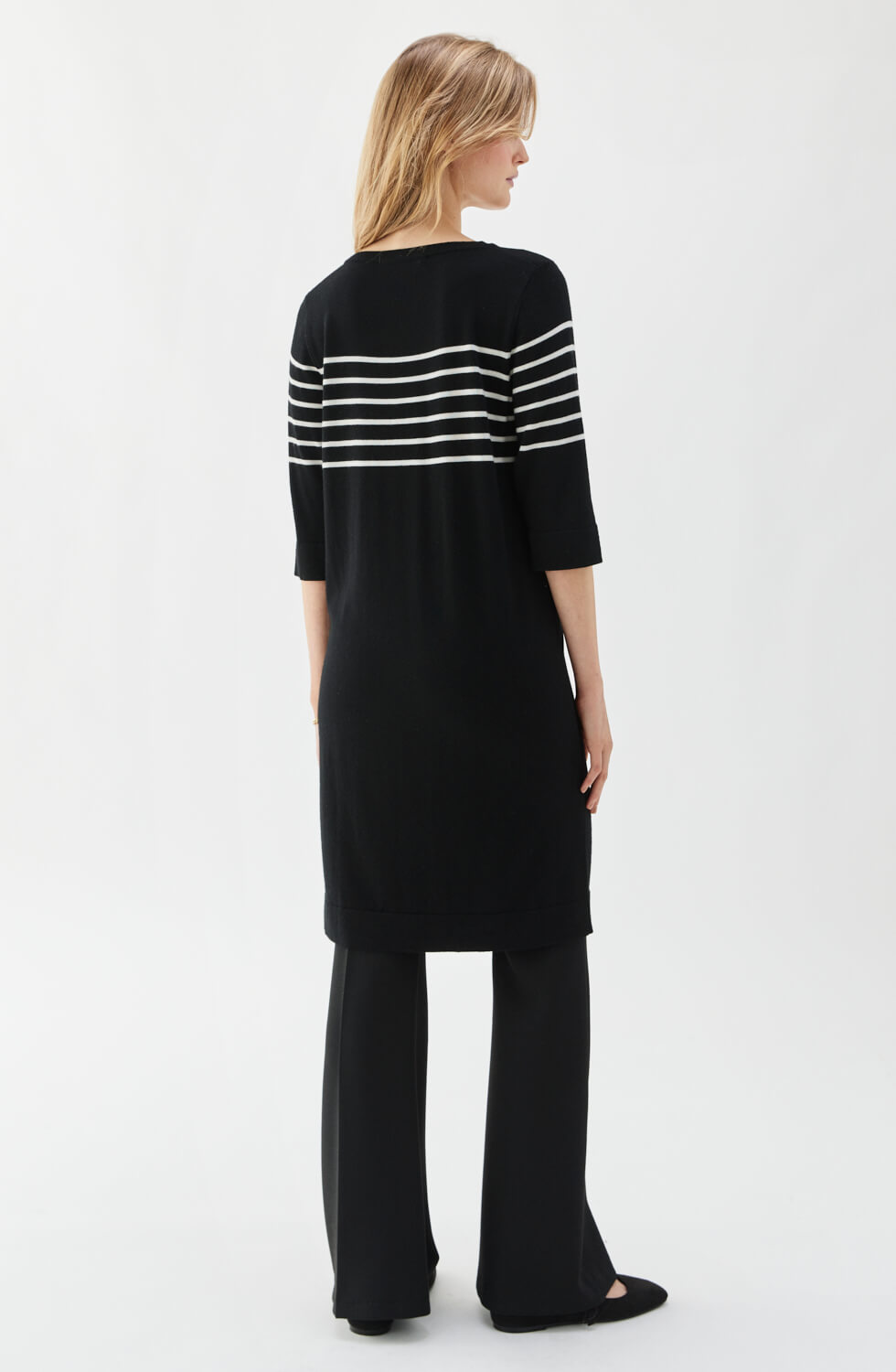 Nour Striped Dress Black/Ecru