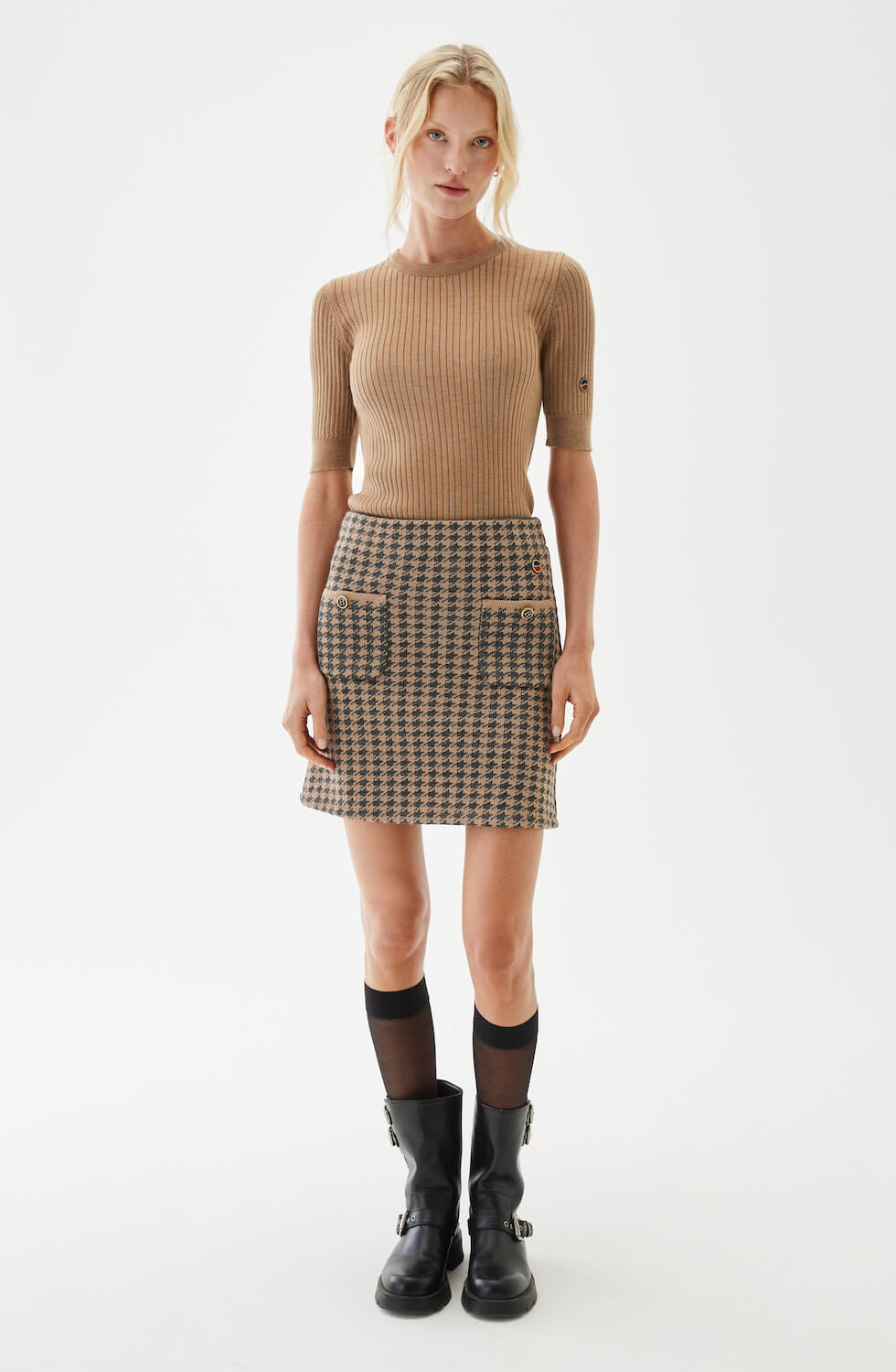 Minea Dogtooth Skirt Salty Caramel/Antracite