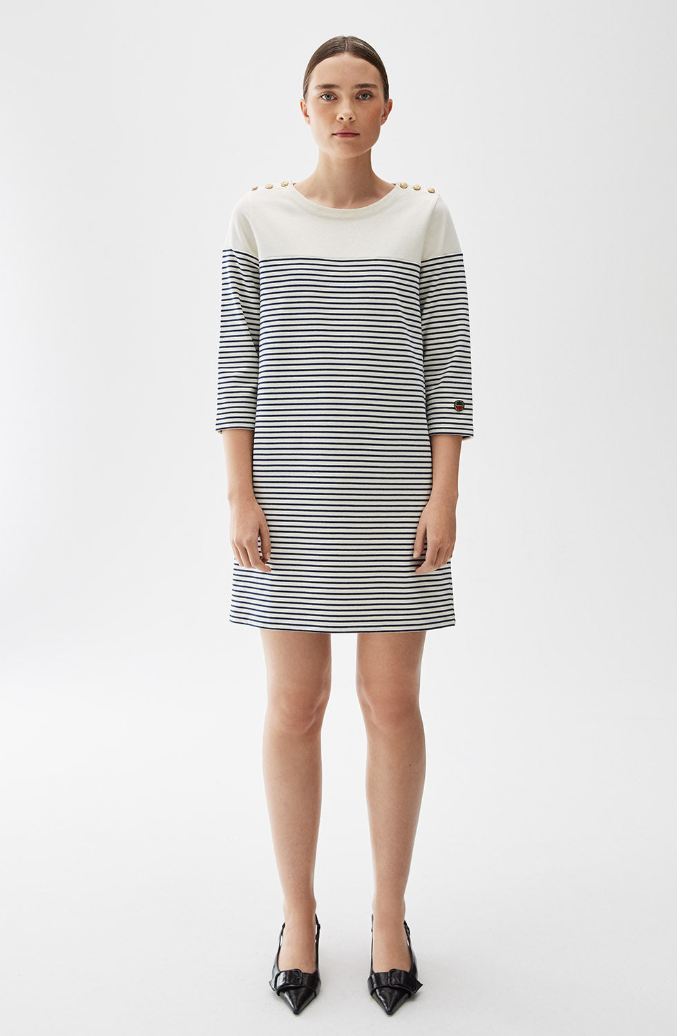 Taline Dress Ecru/Marine